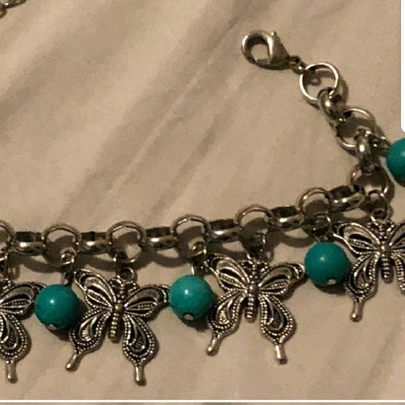 Silver Turquoise Butterfly Bracelet - Picture 6 of 7